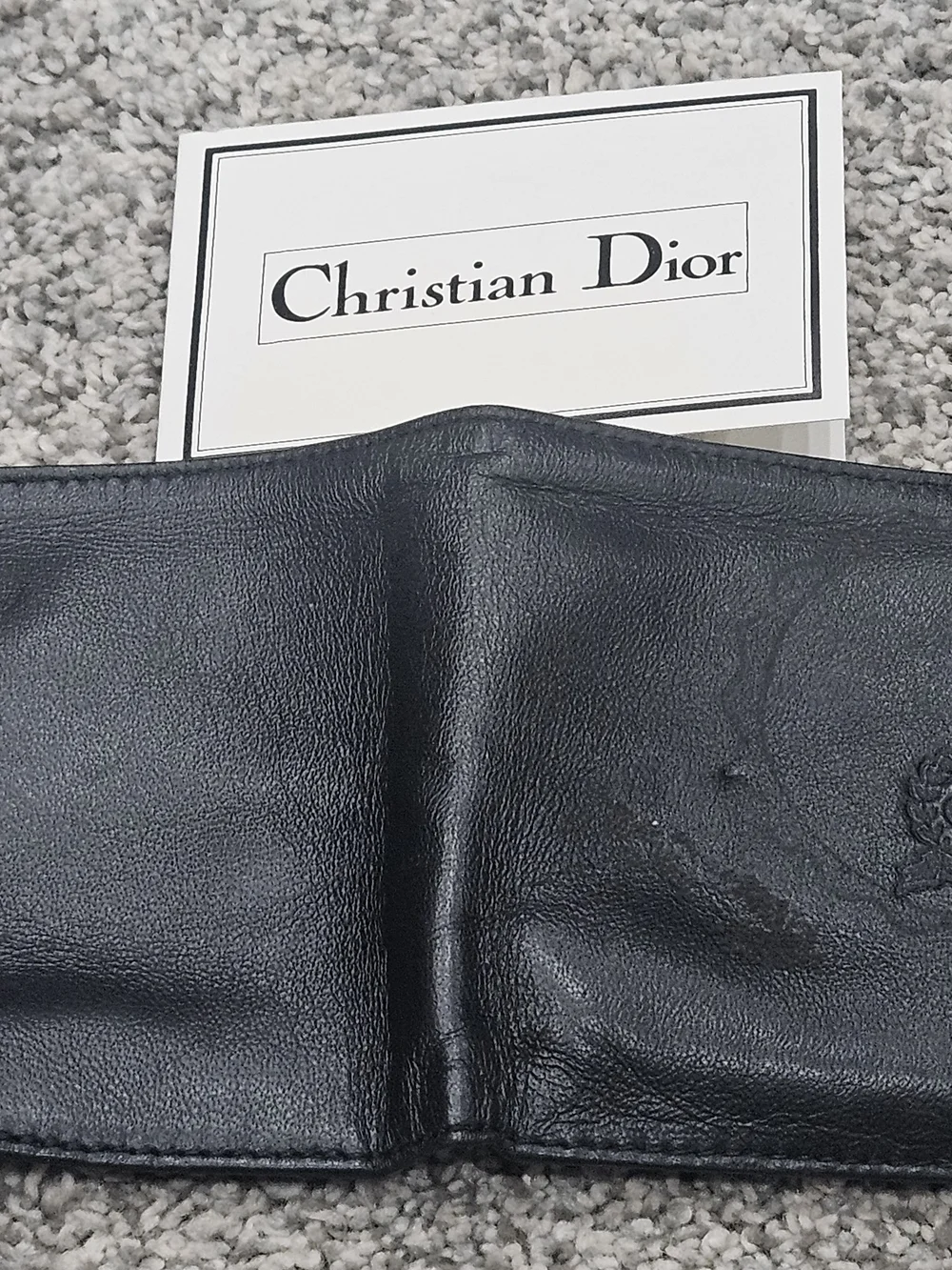 Dior Black Leather Bi-Fold Wallet with Card Slots